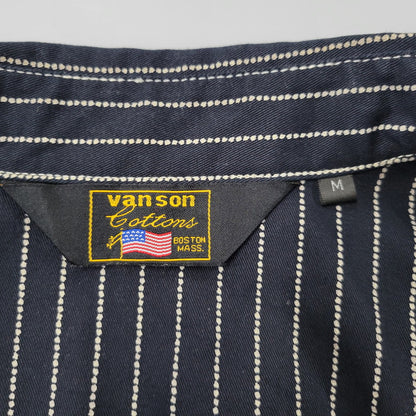 【中古品】【メンズ】 VANSON バンソン WABASH STRIPE L S WORK SHIRT ウォバッシュ ストライプ ロングスリーブ ワーク シャツ トップス 長袖 145-260906-ya-11-izu サイズ：M カラー：ネイビー 万代Net店