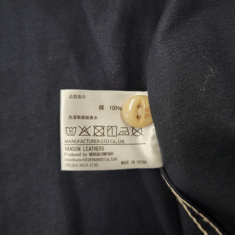 【中古品】【メンズ】 VANSON バンソン WABASH STRIPE L S WORK SHIRT ウォバッシュ ストライプ ロングスリーブ ワーク シャツ トップス 長袖 145-260906-ya-11-izu サイズ：M カラー：ネイビー 万代Net店