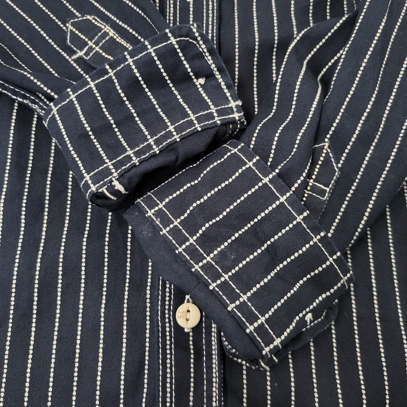 【中古品】【メンズ】 VANSON バンソン WABASH STRIPE L S WORK SHIRT ウォバッシュ ストライプ ロングスリーブ ワーク シャツ トップス 長袖 145-260906-ya-11-izu サイズ：M カラー：ネイビー 万代Net店