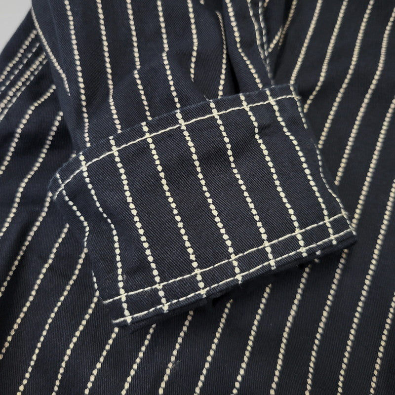 【中古品】【メンズ】 VANSON バンソン WABASH STRIPE L S WORK SHIRT ウォバッシュ ストライプ ロングスリーブ ワーク シャツ トップス 長袖 145-260906-ya-11-izu サイズ：M カラー：ネイビー 万代Net店