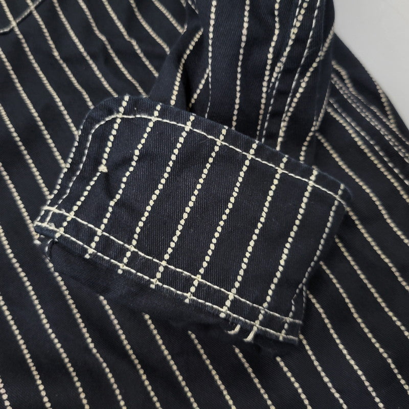 【中古品】【メンズ】 VANSON バンソン WABASH STRIPE L S WORK SHIRT ウォバッシュ ストライプ ロングスリーブ ワーク シャツ トップス 長袖 145-260906-ya-11-izu サイズ：M カラー：ネイビー 万代Net店
