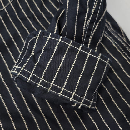 【中古品】【メンズ】 VANSON バンソン WABASH STRIPE L S WORK SHIRT ウォバッシュ ストライプ ロングスリーブ ワーク シャツ トップス 長袖 145-260906-ya-11-izu サイズ：M カラー：ネイビー 万代Net店