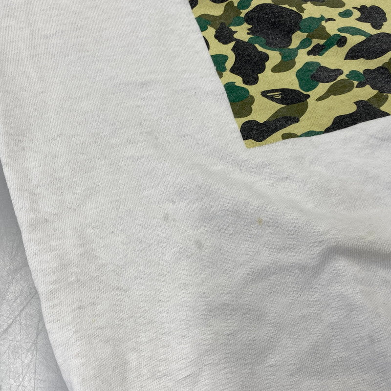 【現状渡し品】【メンズ】 A BATHING APE アベイシングエイプ ONEITAタグ 1ST CAMO BOX PRINT SS TEE カモ ボックス プリント ショートスリーブ Tシャツ トップス 142-260902-kh-06-izu サイズ：L カラー：ホワイト 万代Net店