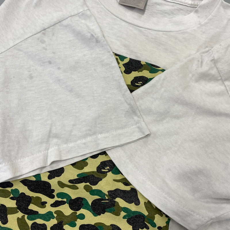 【現状渡し品】【メンズ】 A BATHING APE アベイシングエイプ ONEITAタグ 1ST CAMO BOX PRINT SS TEE カモ ボックス プリント ショートスリーブ Tシャツ トップス 142-260902-kh-06-izu サイズ：L カラー：ホワイト 万代Net店