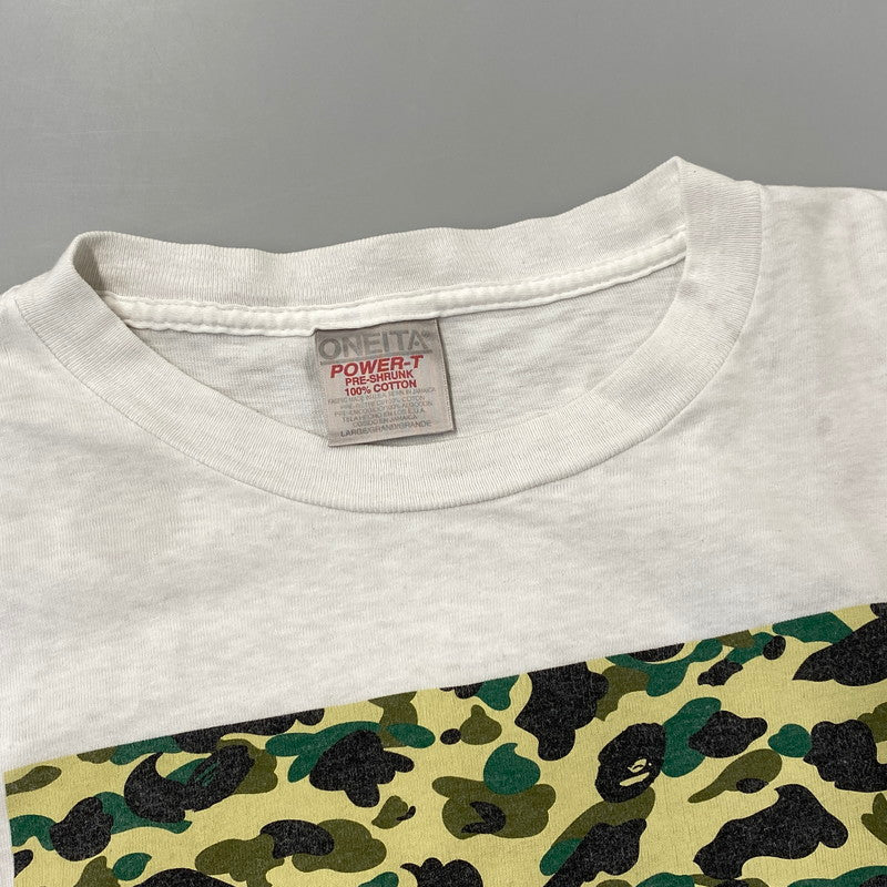 【現状渡し品】【メンズ】 A BATHING APE アベイシングエイプ ONEITAタグ 1ST CAMO BOX PRINT SS TEE カモ ボックス プリント ショートスリーブ Tシャツ トップス 142-260902-kh-06-izu サイズ：L カラー：ホワイト 万代Net店