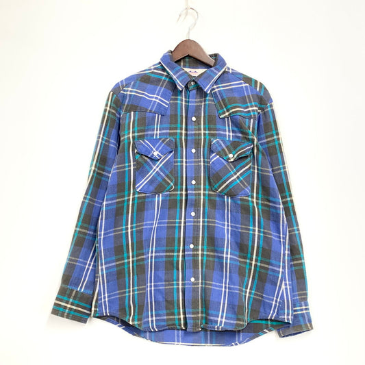 【中古品】【メンズ】 DAKOTA ダコタ USA製 80S HEAVY FLANNEL SHIRT ヘビー フランネル シャツ トップス 長袖 146-260828-ya-04-izu サイズ：L カラー：ブルー 万代Net店