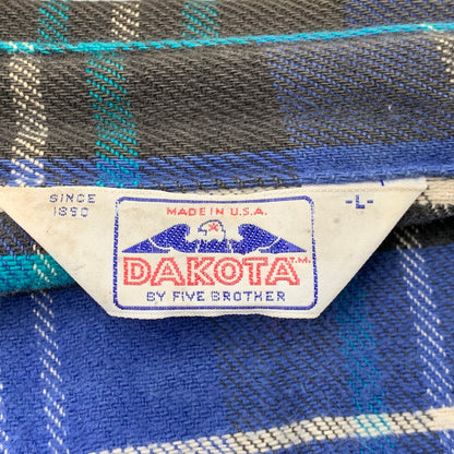 【中古品】【メンズ】 DAKOTA ダコタ USA製 80S HEAVY FLANNEL SHIRT ヘビー フランネル シャツ トップス 長袖 146-260828-ya-04-izu サイズ：L カラー：ブルー 万代Net店