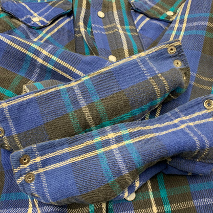 【中古品】【メンズ】 DAKOTA ダコタ USA製 80S HEAVY FLANNEL SHIRT ヘビー フランネル シャツ トップス 長袖 146-260828-ya-04-izu サイズ：L カラー：ブルー 万代Net店