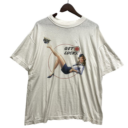 【現状渡し品】【メンズ】 HOTO VESTE LUCKY STRIKE GET LUCKY. PIN-UP GIRL SS TEE ラッキーストライク ピンナップ ガール ショートスリーブ Tシャツ トップス 146-260902-kh-08-izu カラー：ホワイト 万代Net店