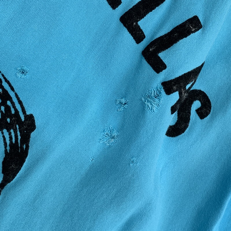 【現状渡し品】【メンズ】 KING LOUIE TEN STRIKE キング ルイ テン ストライク 黒タグ フロッキープリント USA製 50-60 S S BOWLING SHIRT ボーリング シャツ トップス 半袖 146-260828-ya-05-izu サイズ：ML カラー：ライトブルー 万代Net店