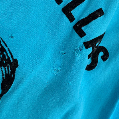 【現状渡し品】【メンズ】 KING LOUIE TEN STRIKE キング ルイ テン ストライク 黒タグ フロッキープリント USA製 50-60 S S BOWLING SHIRT ボーリング シャツ トップス 半袖 146-260828-ya-05-izu サイズ：ML カラー：ライトブルー 万代Net店