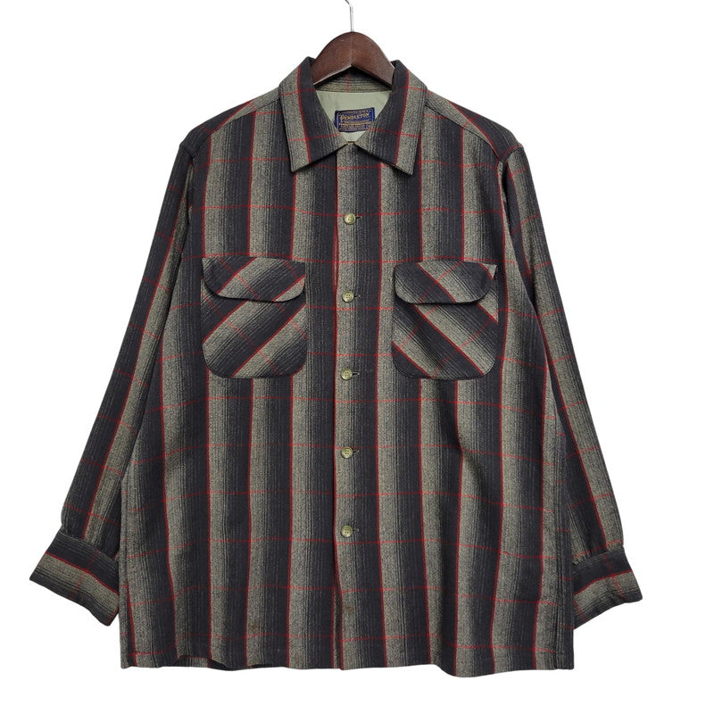 【中古品】【メンズ】 PENDLETON ペンドルトン OMBRE SHADOW PLAID BOARD SHIRT オンブレシャドー ボードシャツ チェック 長袖 146-260902-as-24-izu サイズ：M カラー：ブラック系 万代Net店