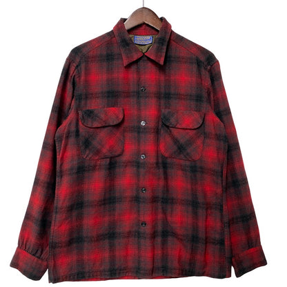 【中古品】【メンズ】 PENDLETON ペンドルトン OMBRE SHADOW PLAID BOARD SHIRT オンブレシャドー ボードシャツ チェック 長袖 146-260902-as-13-izu サイズ：M カラー：レッド×ブラック 万代Net店