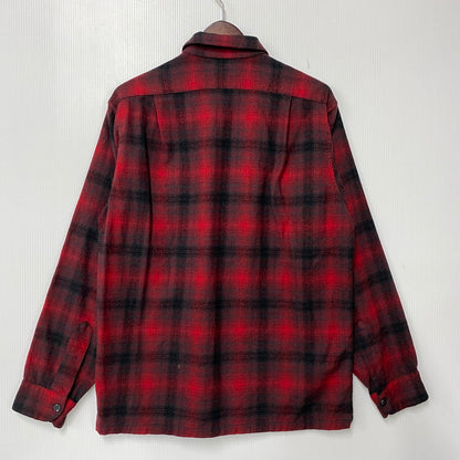 【中古品】【メンズ】 PENDLETON ペンドルトン OMBRE SHADOW PLAID BOARD SHIRT オンブレシャドー ボードシャツ チェック 長袖 146-260902-as-13-izu サイズ：M カラー：レッド×ブラック 万代Net店