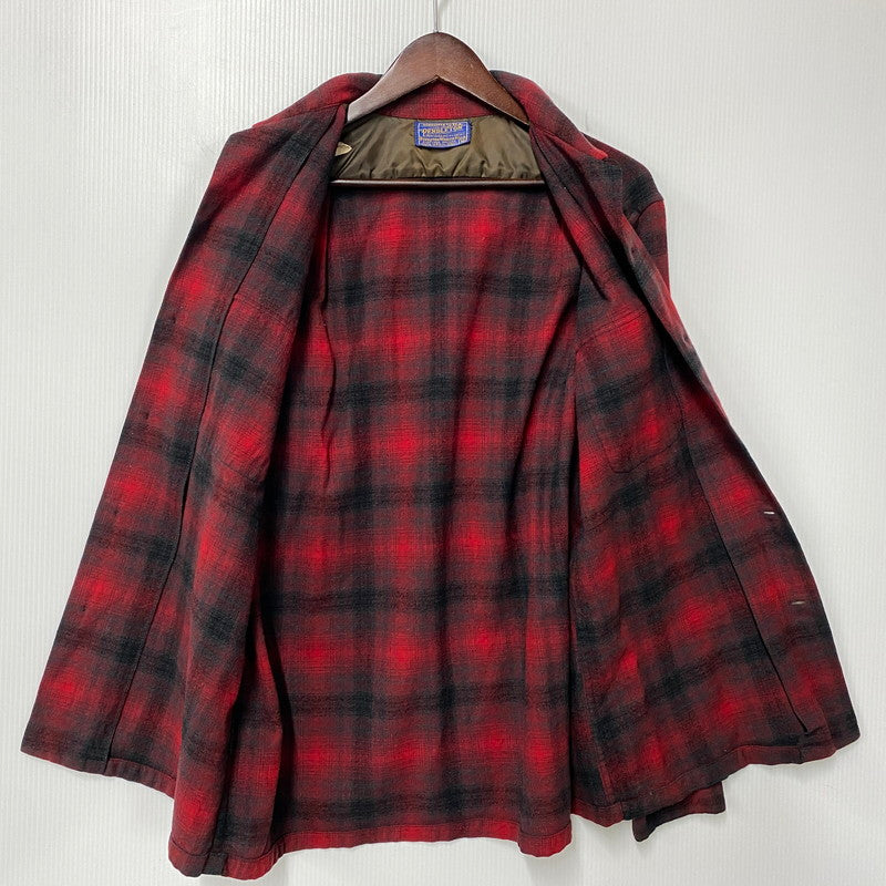 【中古品】【メンズ】 PENDLETON ペンドルトン OMBRE SHADOW PLAID BOARD SHIRT オンブレシャドー ボードシャツ チェック 長袖 146-260902-as-13-izu サイズ：M カラー：レッド×ブラック 万代Net店