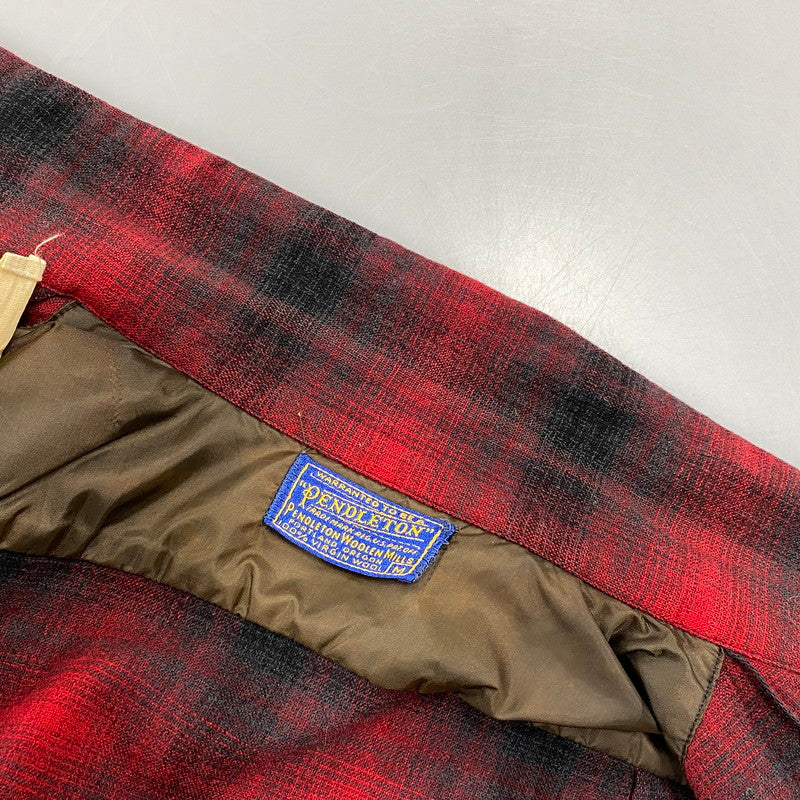 【中古品】【メンズ】 PENDLETON ペンドルトン OMBRE SHADOW PLAID BOARD SHIRT オンブレシャドー ボードシャツ チェック 長袖 146-260902-as-13-izu サイズ：M カラー：レッド×ブラック 万代Net店