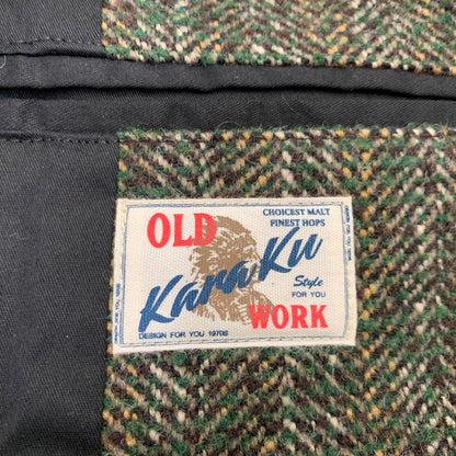 【中古品】【メンズ】 OLD WORK KARAKU オールド ワーク カラク ウール混 ツイード テーラードジャケット 145-260907-as-16-izu サイズ：L カラー：グリーン系 万代Net店