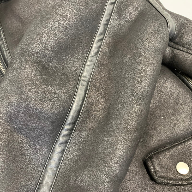 【中古品】【メンズ】 ZARA ザラ FAKE MOUTON BOA DOUBLE RIDERS JACKET フェイクムートン ボア ダブルライダース ジャケット 147-260907-as-17-izu サイズ：L カラー：ブラック 万代Net店