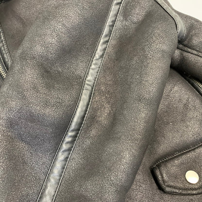 【中古品】【メンズ】 ZARA ザラ FAKE MOUTON BOA DOUBLE RIDERS JACKET フェイクムートン ボア ダブルライダース ジャケット 147-260907-as-17-izu サイズ：L カラー：ブラック 万代Net店