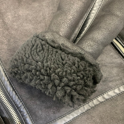 【中古品】【メンズ】 ZARA ザラ FAKE MOUTON BOA DOUBLE RIDERS JACKET フェイクムートン ボア ダブルライダース ジャケット 147-260907-as-17-izu サイズ：L カラー：ブラック 万代Net店