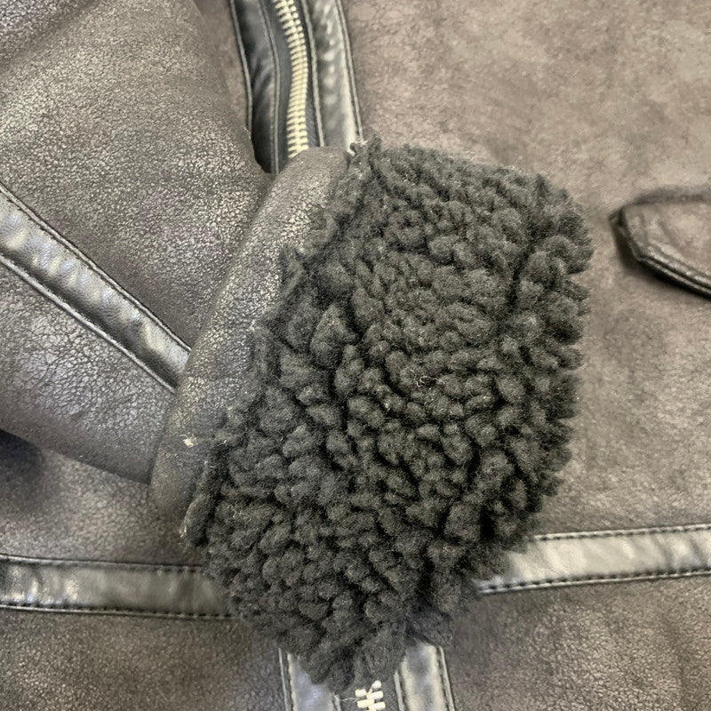 【中古品】【メンズ】 ZARA ザラ FAKE MOUTON BOA DOUBLE RIDERS JACKET フェイクムートン ボア ダブルライダース ジャケット 147-260907-as-17-izu サイズ：L カラー：ブラック 万代Net店