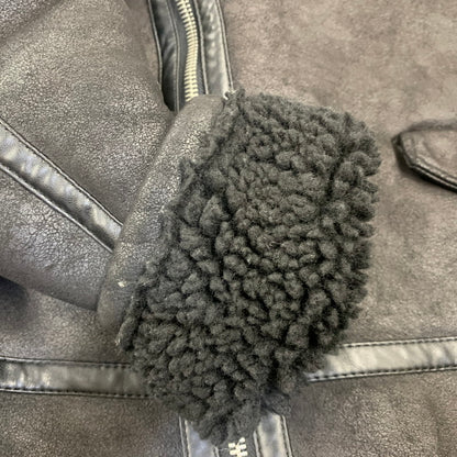 【中古品】【メンズ】 ZARA ザラ FAKE MOUTON BOA DOUBLE RIDERS JACKET フェイクムートン ボア ダブルライダース ジャケット 147-260907-as-17-izu サイズ：L カラー：ブラック 万代Net店