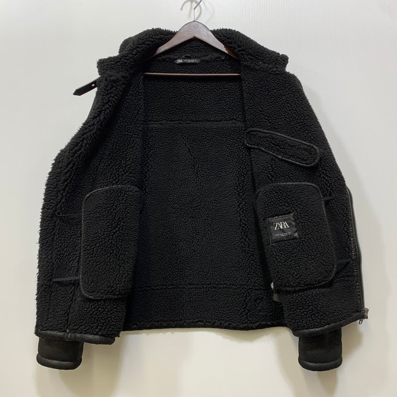 【中古品】【メンズ】 ZARA ザラ FAKE MOUTON BOA DOUBLE RIDERS JACKET フェイクムートン ボア ダブルライダース ジャケット 147-260907-as-17-izu サイズ：L カラー：ブラック 万代Net店