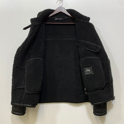【中古品】【メンズ】 ZARA ザラ FAKE MOUTON BOA DOUBLE RIDERS JACKET フェイクムートン ボア ダブルライダース ジャケット 147-260907-as-17-izu サイズ：L カラー：ブラック 万代Net店