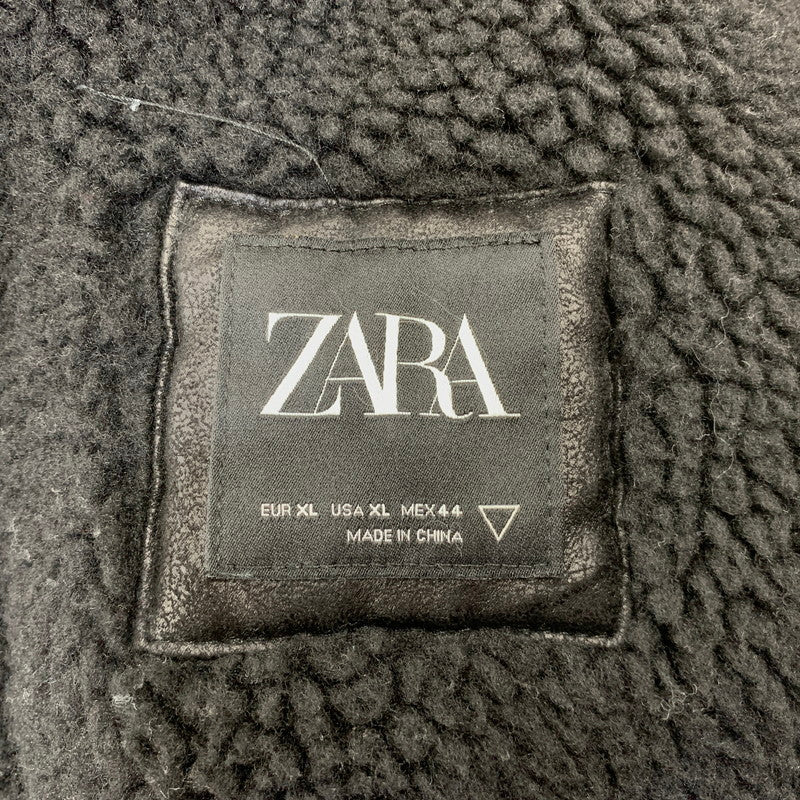 【中古品】【メンズ】 ZARA ザラ FAKE MOUTON BOA DOUBLE RIDERS JACKET フェイクムートン ボア ダブルライダース ジャケット 147-260907-as-17-izu サイズ：L カラー：ブラック 万代Net店