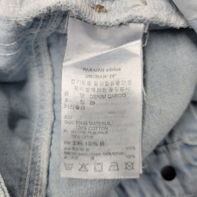 【中古品】【レディース】 adidas アディダス ADILENIUM DENIM CARGO PANTS IV9344 アディレニウム デニムカーゴパンツ 168-260829-as-14-izu サイズ：29 カラー：ライトインディゴ 万代Net店