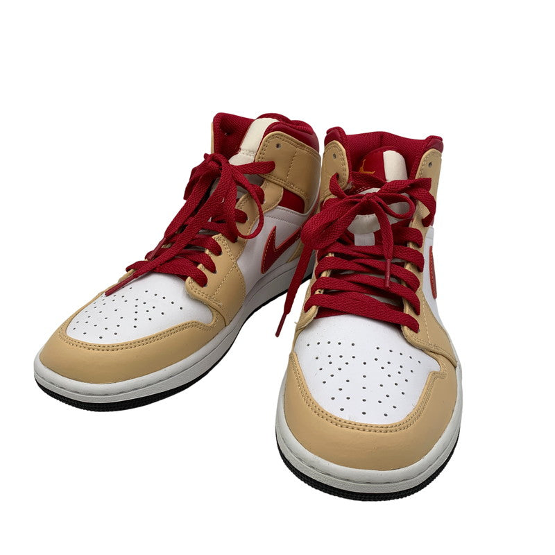 【中古品】【メンズ】 NIKE ナイキ 554724-201 AIR JORDAN 1 MID エア ジョーダン ワン ミッド スニーカー シューズ 靴 160-260910-cs-18-izu サイズ：27cm カラー：WHITE ONYX/LIGHT CURRY-WHITE 万代Net店