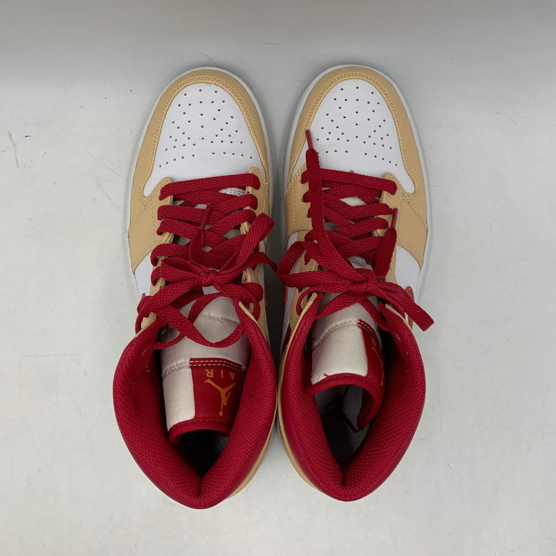 【中古品】【メンズ】 NIKE ナイキ 554724-201 AIR JORDAN 1 MID エア ジョーダン ワン ミッド スニーカー シューズ 靴 160-260910-cs-18-izu サイズ：27cm カラー：WHITE ONYX/LIGHT CURRY-WHITE 万代Net店