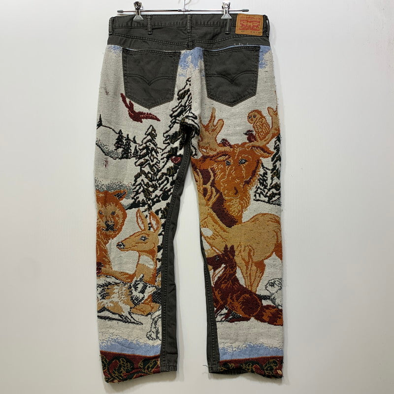 【現状渡し品】【メンズ】 USED REMAKE KNIT DENIM PANTS リメイク ニット デニムパンツ 158-260907-as-24-izu カラー：マルチカラー 万代Net店