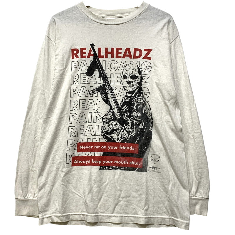 【中古品】【メンズ】 ALSTYLE アルスタイル メキシコ製 PAIN GANG REALHEADZ PRINT LS TEE ペイント ロングスリーブ Tシャツ トップス 長袖 146-260907-cs-16-izu サイズ：M カラー：ホワイト 万代Net店