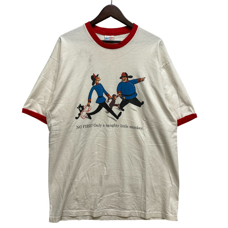 【中古品】【メンズ】 ACTON アクトン USA製 CURIOUS GEORGE LINGER TEE おさるのジョージ リンガー Tシャツ トップス 146-260902-kh-09-izu サイズ：XL カラー：ホワイト系×レッド 万代Net店