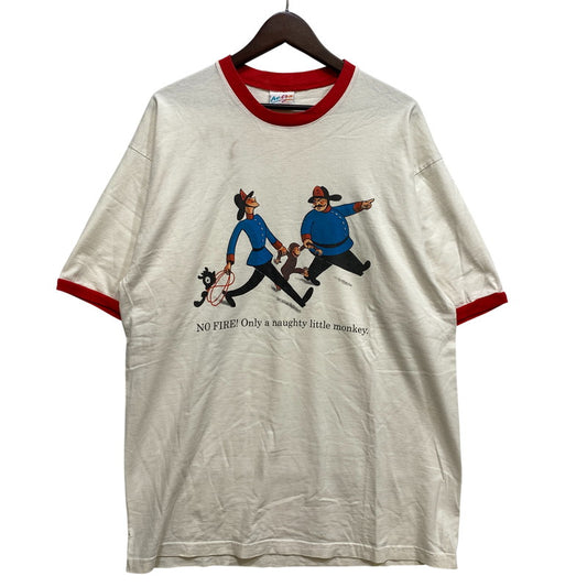 【中古品】【メンズ】 ACTON アクトン USA製 CURIOUS GEORGE LINGER TEE おさるのジョージ リンガー Tシャツ トップス 146-260902-kh-09-izu サイズ：XL カラー：ホワイト系×レッド 万代Net店