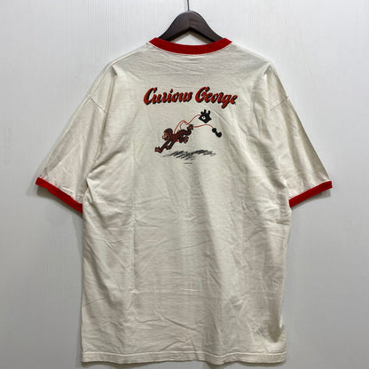 【中古品】【メンズ】 ACTON アクトン USA製 CURIOUS GEORGE LINGER TEE おさるのジョージ リンガー Tシャツ トップス 146-260902-kh-09-izu サイズ：XL カラー：ホワイト系×レッド 万代Net店