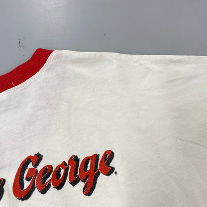 【中古品】【メンズ】 ACTON アクトン USA製 CURIOUS GEORGE LINGER TEE おさるのジョージ リンガー Tシャツ トップス 146-260902-kh-09-izu サイズ：XL カラー：ホワイト系×レッド 万代Net店