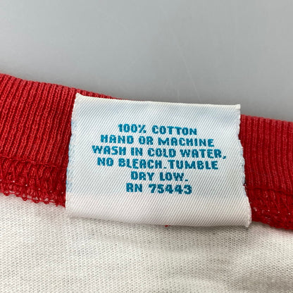 【中古品】【メンズ】 ACTON アクトン USA製 CURIOUS GEORGE LINGER TEE おさるのジョージ リンガー Tシャツ トップス 146-260902-kh-09-izu サイズ：XL カラー：ホワイト系×レッド 万代Net店