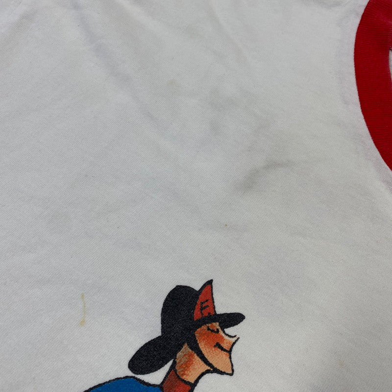 【中古品】【メンズ】 ACTON アクトン USA製 CURIOUS GEORGE LINGER TEE おさるのジョージ リンガー Tシャツ トップス 146-260902-kh-09-izu サイズ：XL カラー：ホワイト系×レッド 万代Net店