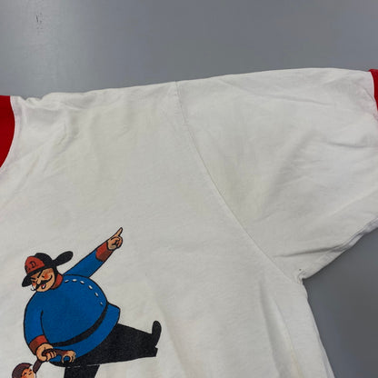 【中古品】【メンズ】 ACTON アクトン USA製 CURIOUS GEORGE LINGER TEE おさるのジョージ リンガー Tシャツ トップス 146-260902-kh-09-izu サイズ：XL カラー：ホワイト系×レッド 万代Net店