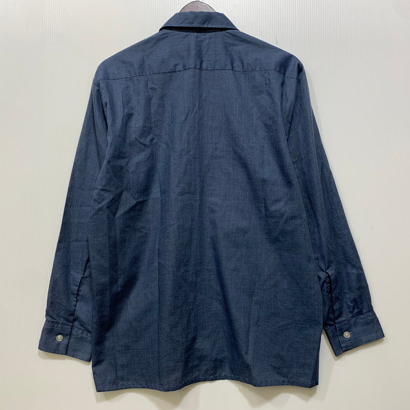 【中古品】【メンズ】 MANHATTAN マンハッタン 60’S DURA-SMOOTH LS OPEN COLLAR SHIRT デュラスムース ロングスリーブ オープン カラー シャツ トップス 長袖 146-260907-cs-15-izu サイズ：M カラー：ネイビー 万代Net店