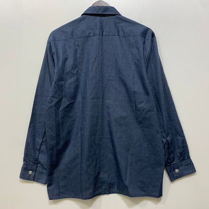 【中古品】【メンズ】 MANHATTAN マンハッタン 60’S DURA-SMOOTH LS OPEN COLLAR SHIRT デュラスムース ロングスリーブ オープン カラー シャツ トップス 長袖 146-260907-cs-15-izu サイズ：M カラー：ネイビー 万代Net店