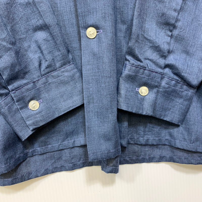 【中古品】【メンズ】 MANHATTAN マンハッタン 60’S DURA-SMOOTH LS OPEN COLLAR SHIRT デュラスムース ロングスリーブ オープン カラー シャツ トップス 長袖 146-260907-cs-15-izu サイズ：M カラー：ネイビー 万代Net店