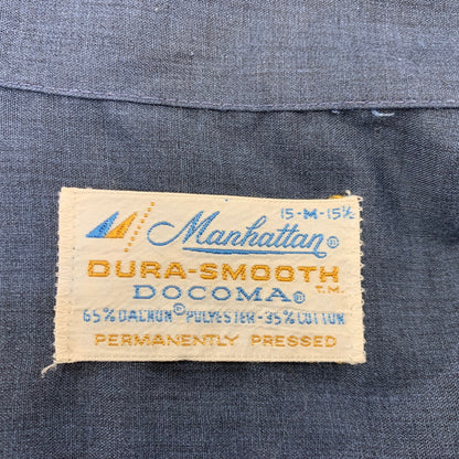 【中古品】【メンズ】 MANHATTAN マンハッタン 60’S DURA-SMOOTH LS OPEN COLLAR SHIRT デュラスムース ロングスリーブ オープン カラー シャツ トップス 長袖 146-260907-cs-15-izu サイズ：M カラー：ネイビー 万代Net店