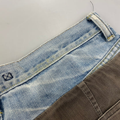 【中古品】【メンズ】 MIHARA YASUHIRO ミハラヤスヒロ DOCKING DENIM PAINTER PANTS 11072195 ドッキング デニム ペインターパンツ 151-260907-as-23-izu サイズ：S カラー：インディゴ×チャコール 万代Net店