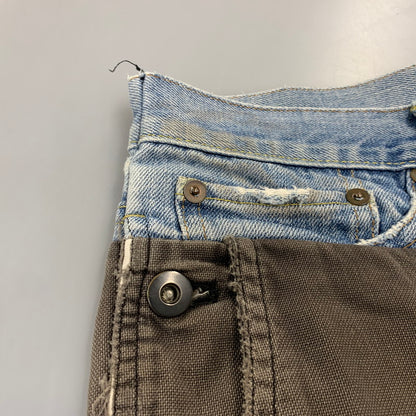 【中古品】【メンズ】 MIHARA YASUHIRO ミハラヤスヒロ DOCKING DENIM PAINTER PANTS 11072195 ドッキング デニム ペインターパンツ 151-260907-as-23-izu サイズ：S カラー：インディゴ×チャコール 万代Net店