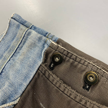 【中古品】【メンズ】 MIHARA YASUHIRO ミハラヤスヒロ DOCKING DENIM PAINTER PANTS 11072195 ドッキング デニム ペインターパンツ 151-260907-as-23-izu サイズ：S カラー：インディゴ×チャコール 万代Net店