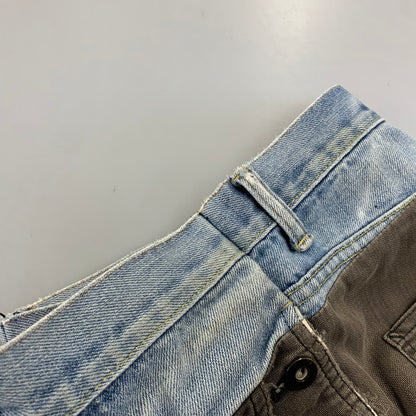 【中古品】【メンズ】 MIHARA YASUHIRO ミハラヤスヒロ DOCKING DENIM PAINTER PANTS 11072195 ドッキング デニム ペインターパンツ 151-260907-as-23-izu サイズ：S カラー：インディゴ×チャコール 万代Net店