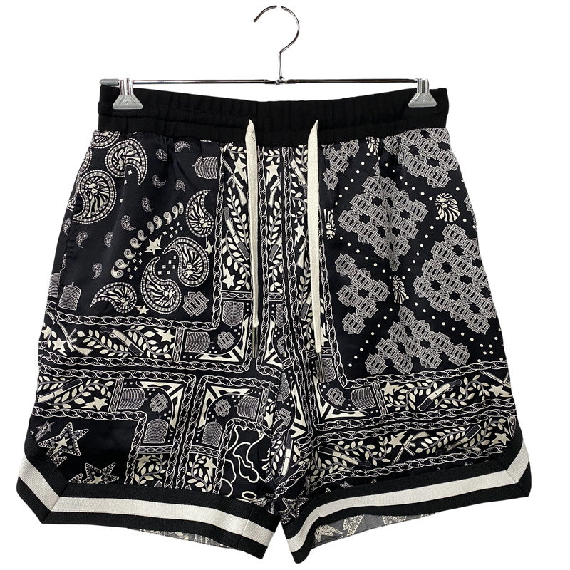 【中古品】【メンズ】 A BATHING APE アベイシングエイプ BAPE BLACK PAISLEY SILK SHORTS ペイズリー シルク ショーツ ショートパンツ ボトムス 153-260901-kh-10-izu サイズ：M カラー：ブラック×ホワイト 万代Net店